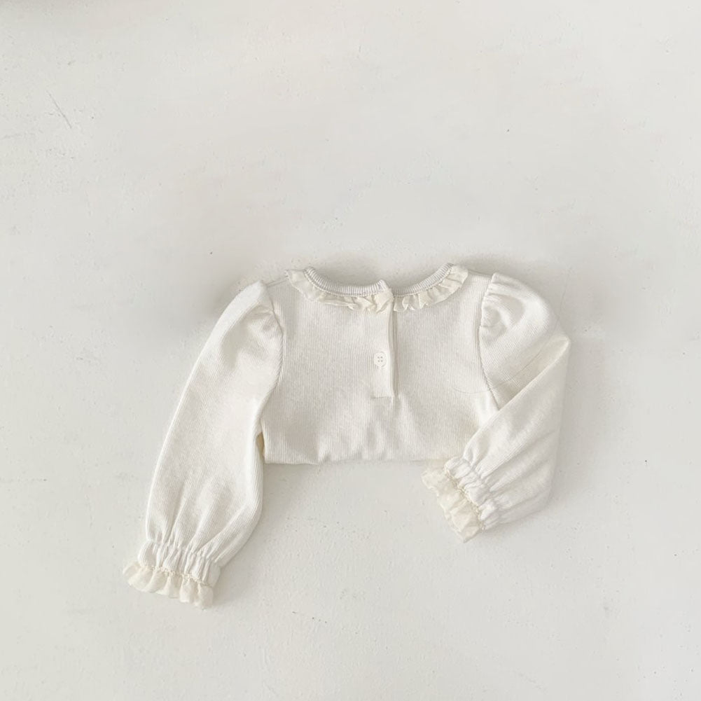 Baby S25 Neckline Frill Detail Long Sleeve Top (3-18m) - Ivory