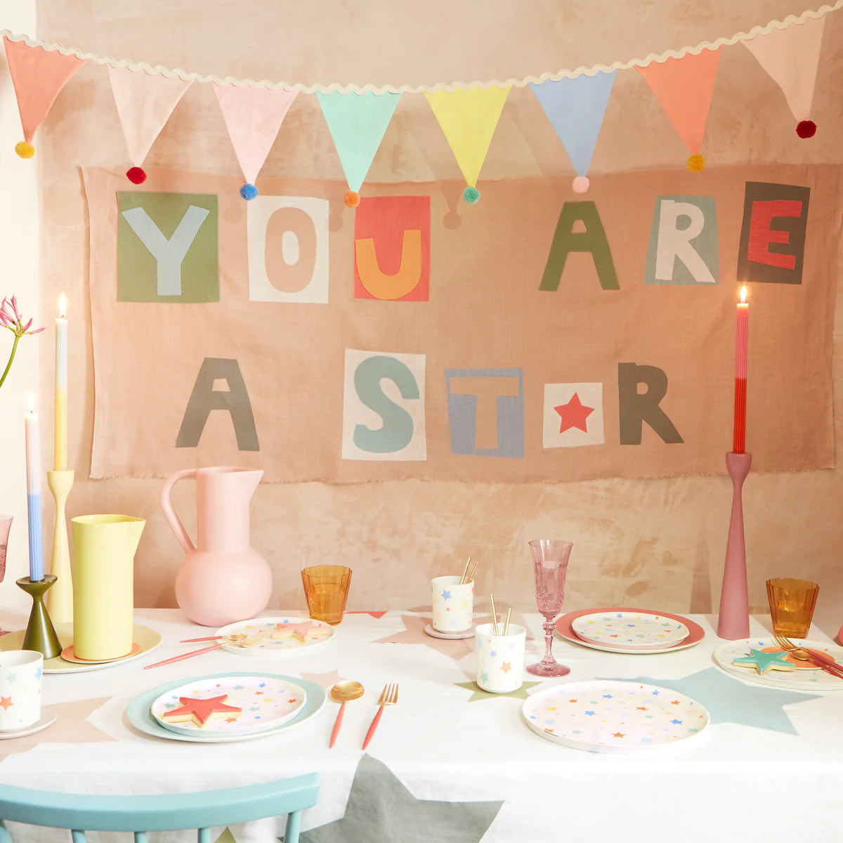 MeriMeri Pastel Pompom Flag Garland