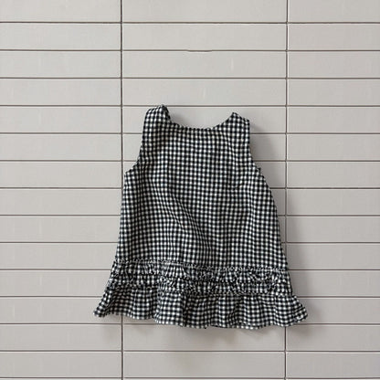 Baby/Toddler Bella F26 Gingham Tie Back Ruffle Dress (1-6y) - Black