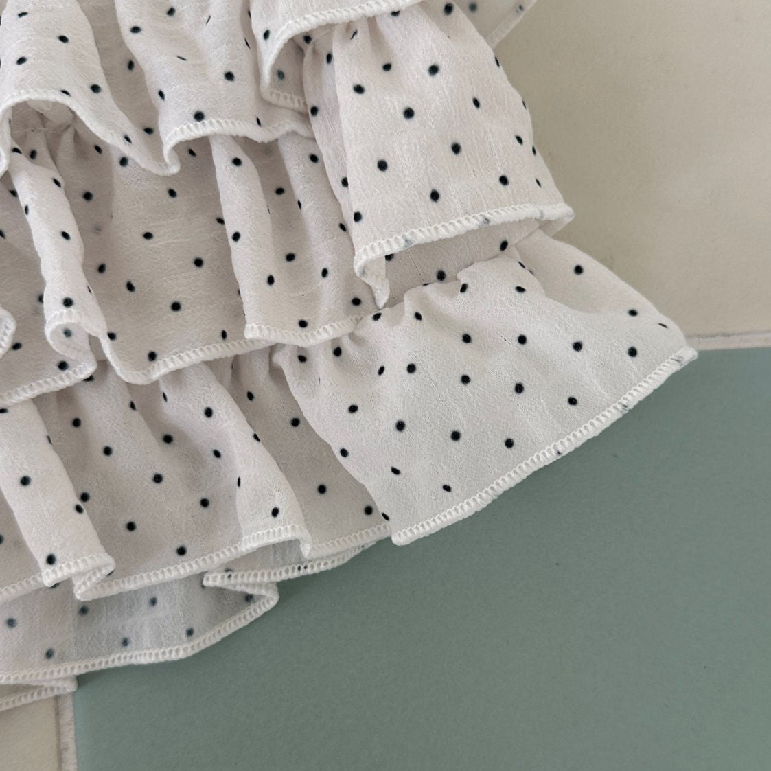 Kids SS25 Polka Dot Ruffle Layered Shorts (2-9y) - Ivory - AT NOON STORE
