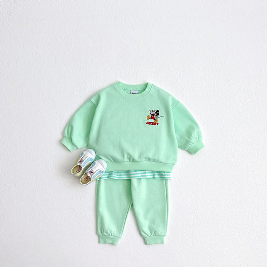 Toddler Disney Friends Stripe Layered Sweatshirt and Jogger Pants Set (1-6y) - 4 Colors - AT NOON STORE