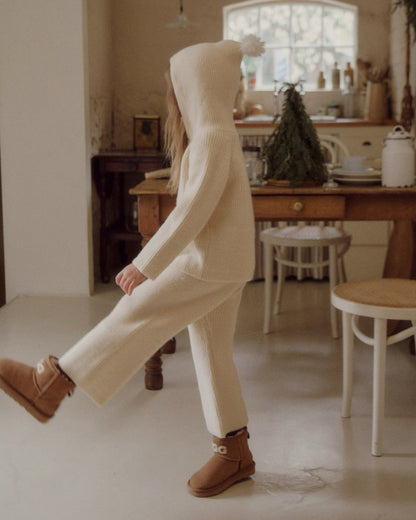 Kids W25 Knit Hooded Jacket and Flare Pants Set (3-8y) - 2 Colors