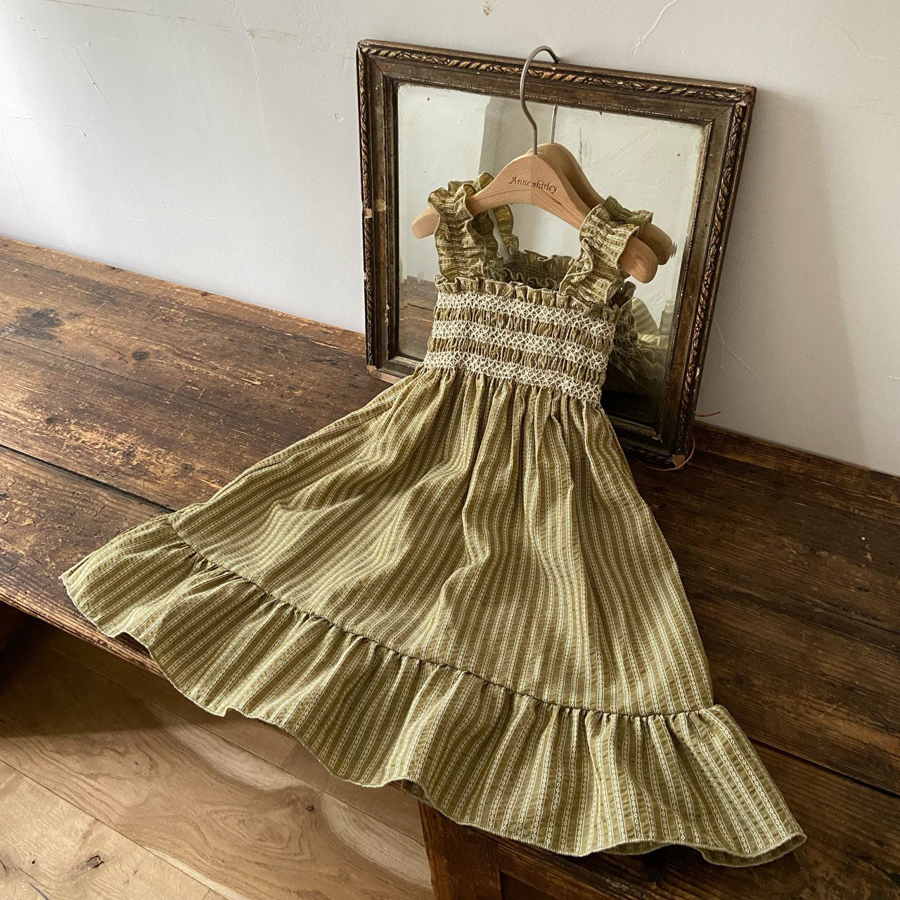 Girls Ann SS25 Ruffle Strap Smocked Dress (2-5y) - Olive