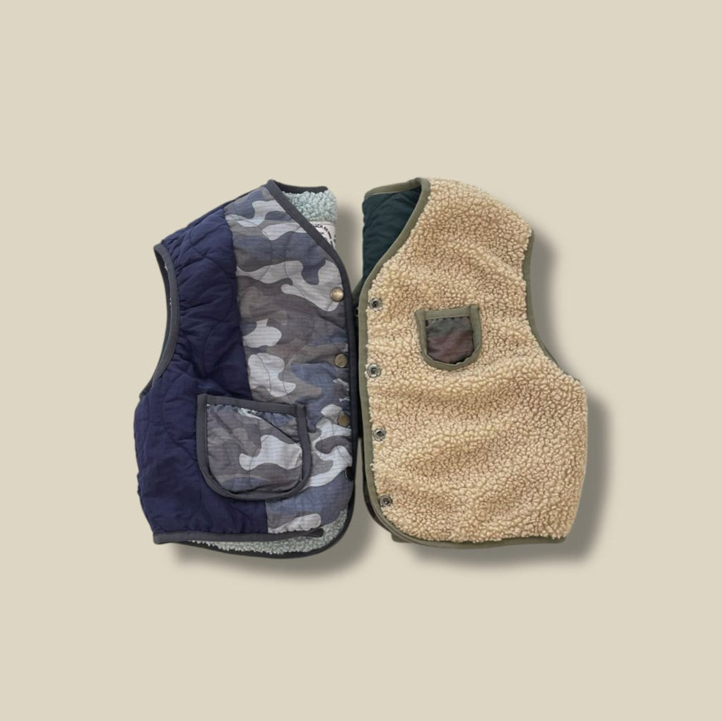 Toddler W25 Quilted Camo / Sherpa Reversible Vest (3-7y) - 2 Colors