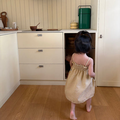 Toddler SS26 Seersucker Gingham Smocked Bodice Dress (1-7y) - Yellow - AT NOON STORE