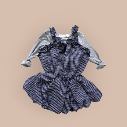 Toddler F26 Plaid Ruffled Bubble Dress(2-7y) - 2 Colors