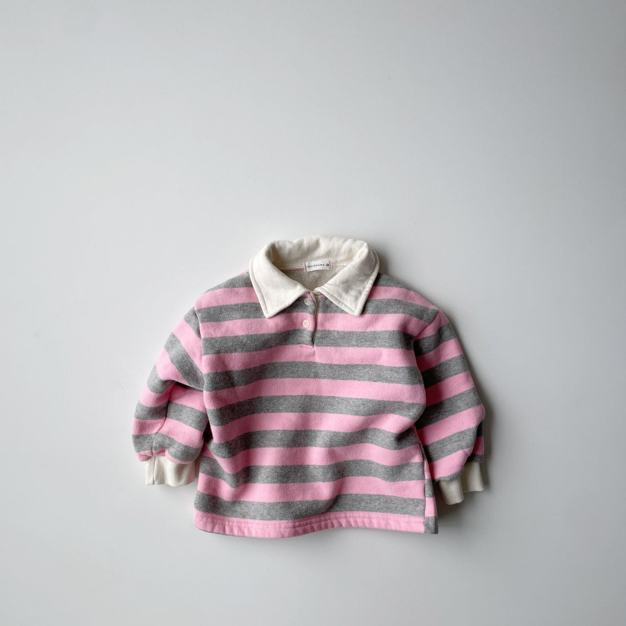 Toddler W24 Warm Brushed Fabric Stripe Long Sleeve Collar Tee (1-7y) - 2 Colors