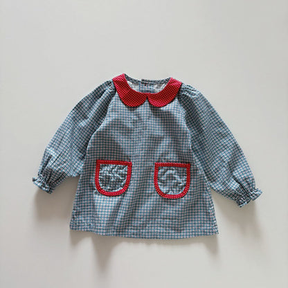 Toddler F26 Floral Peter Pan Collar Pocket Dress (1-6y) - Blue