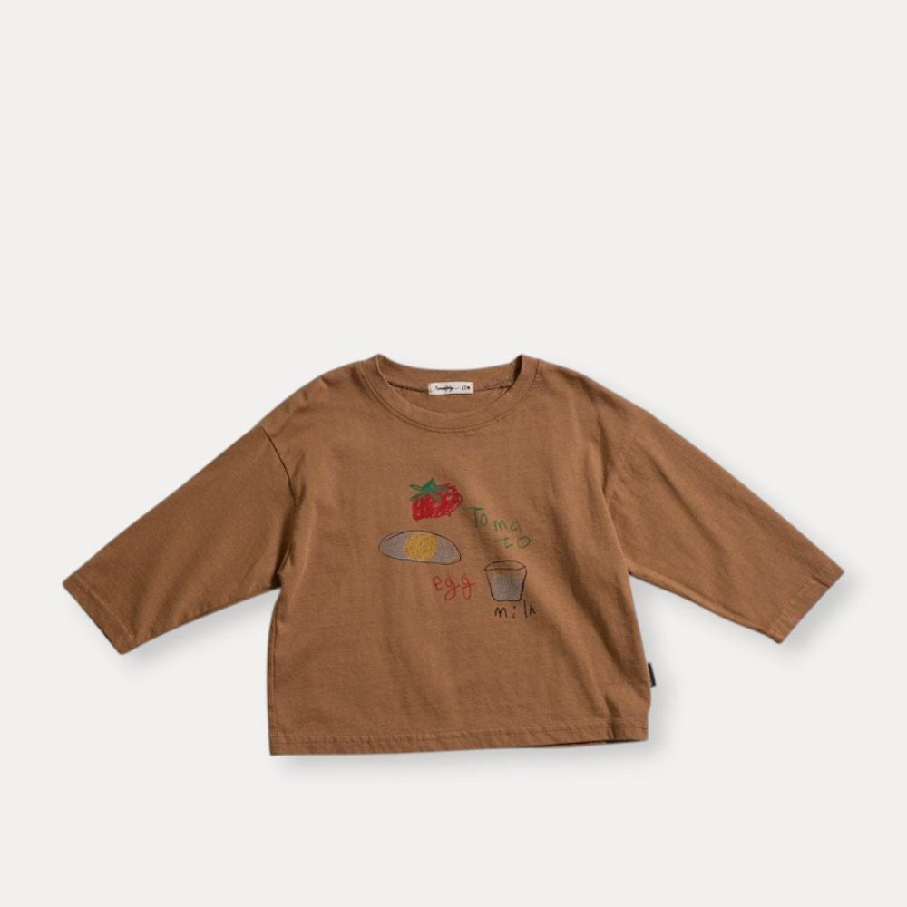 Toddler F26 Tomato Egg Milk Print Long Sleeve Top (6m-6y) - 2 Colors