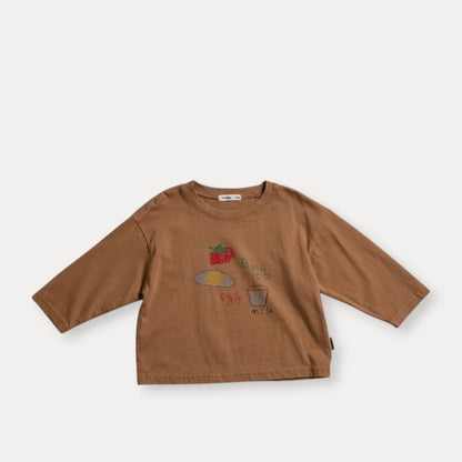 Toddler F26 Tomato Egg Milk Print Long Sleeve Top (6m-6y) - 2 Colors