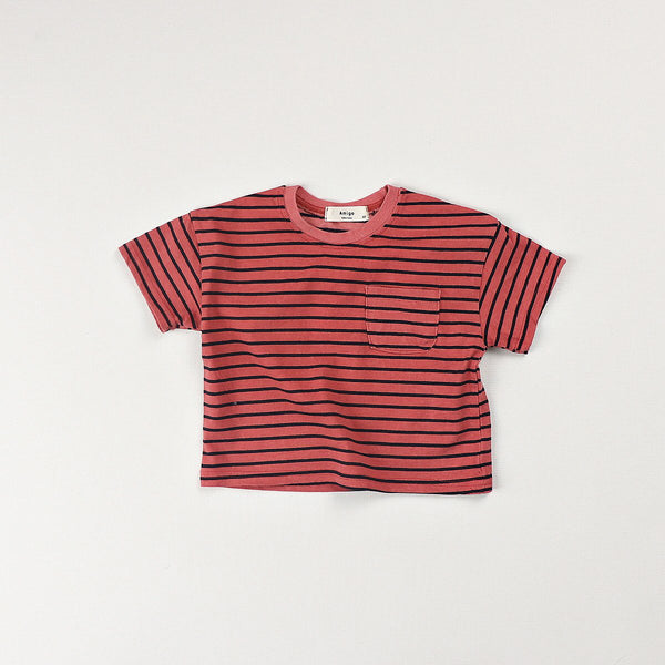 Toddler Chest Pocket Short Sleeve Stripe Top  (1-6y) - 2 Colors