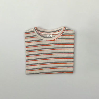 Kids S25 Multi Color Stripe Short Sleeve Top (3-8y) - Cream