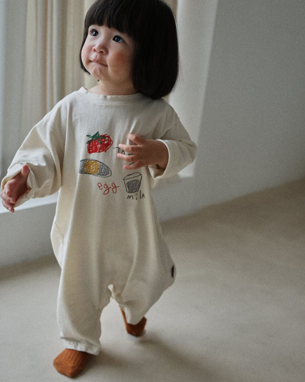 Baby F26 Tomato Egg Milk Print Long Sleeve Jumpsuit (3-18m) - 2 Colors