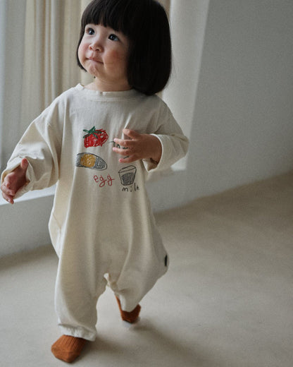 Baby F26 Tomato Egg Milk Print Long Sleeve Jumpsuit (3-18m) - 2 Colors