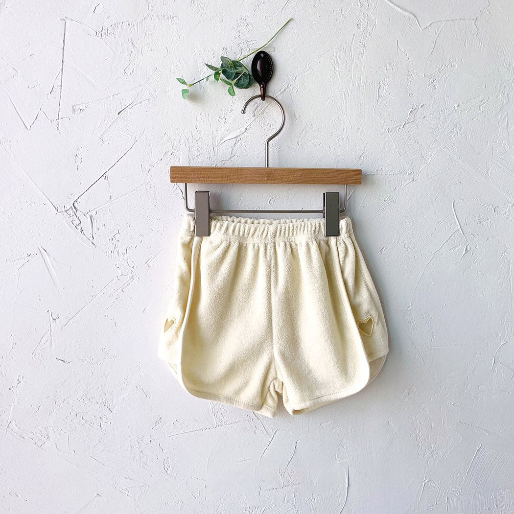 Toddler Milk SS25 Terry Cloth Heart Cut Out Shorts (1-7y) - 2 Colors - AT NOON STORE