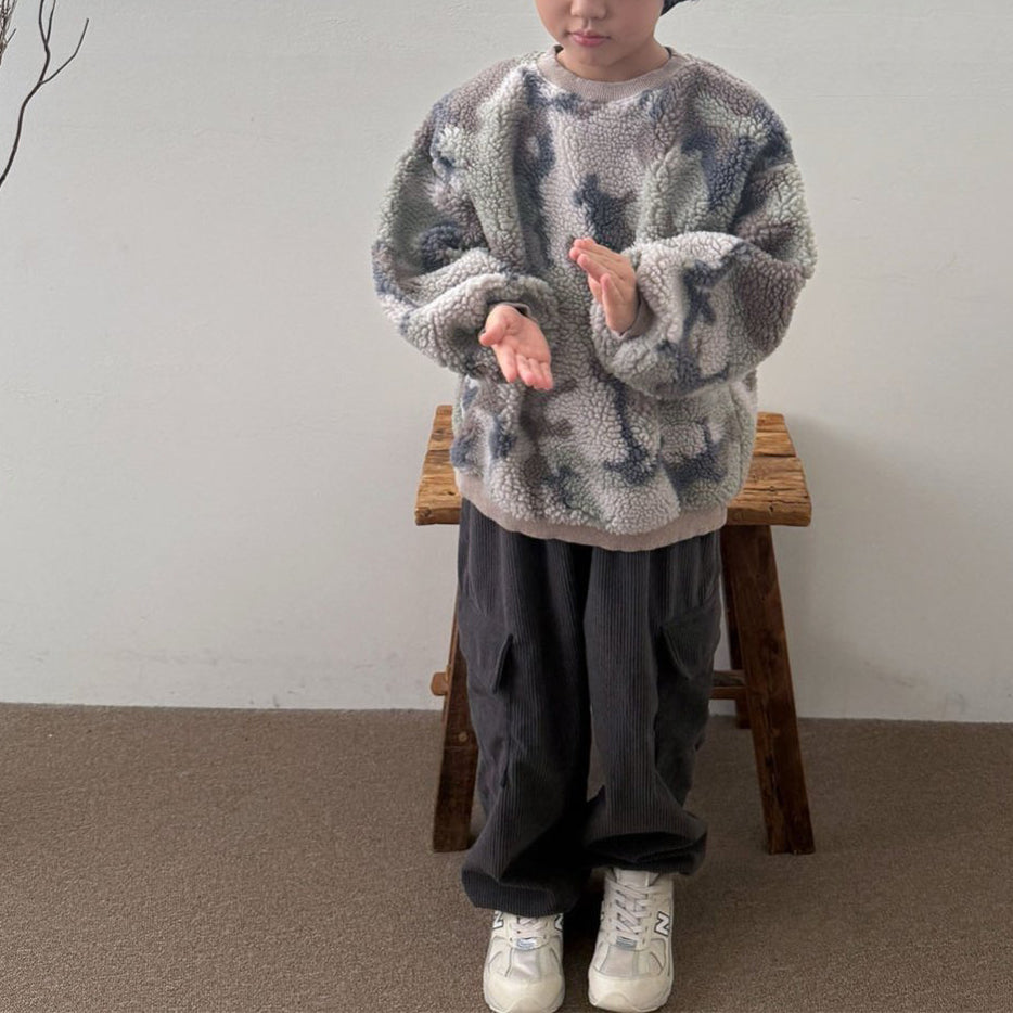 Toddler W25 Camo Sherpa Long Sleeve Sweatshirt (3-8y) - Olive Camo