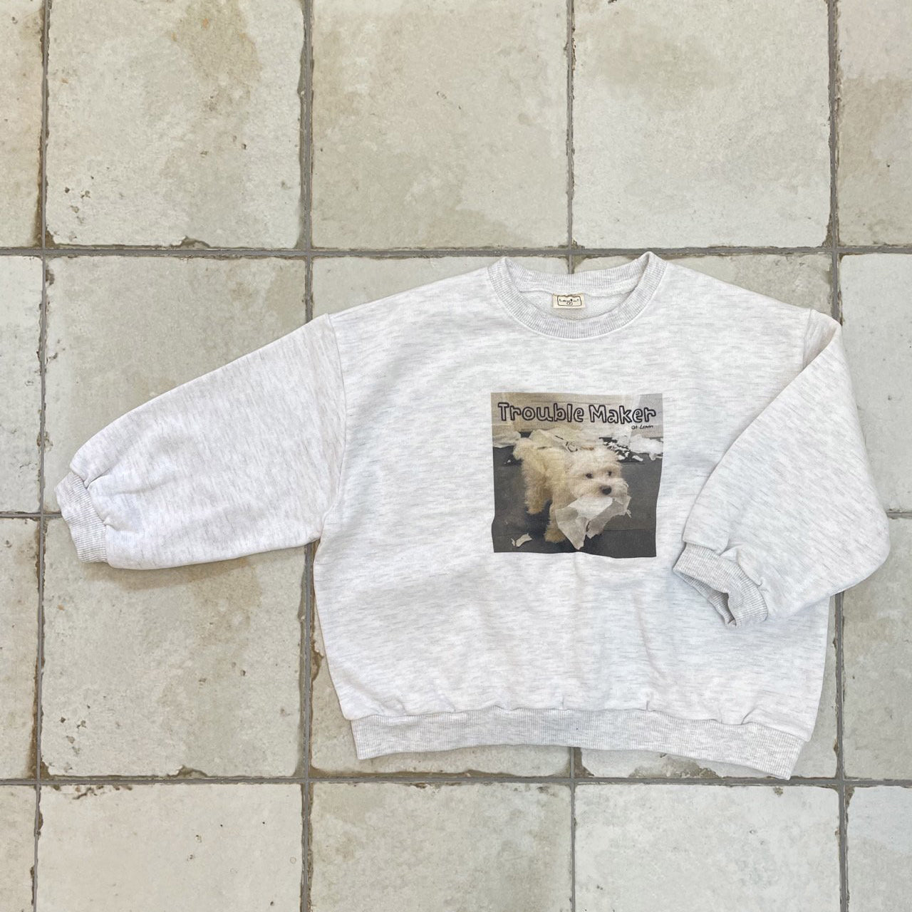 Toddler Adult W25 'Trouble Maker' Long Sleeve Sweatshirt (1-7y, Adult) - Light Heather Gray