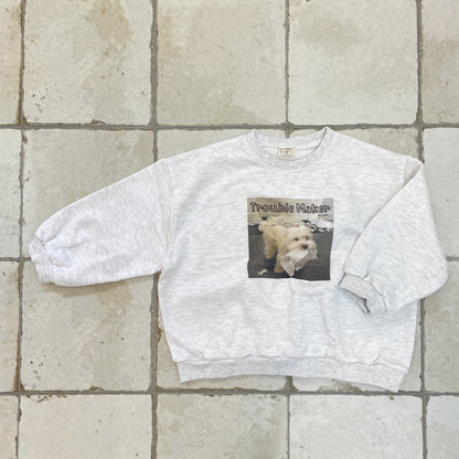 Toddler Adult W25 'Trouble Maker' Long Sleeve Sweatshirt (1-7y, Adult) - Light Heather Gray