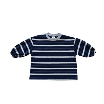 Kids SP26 Crew Neck Stripe Loose Fit Long Sleeve Top (2-7y) - 2 Colors
