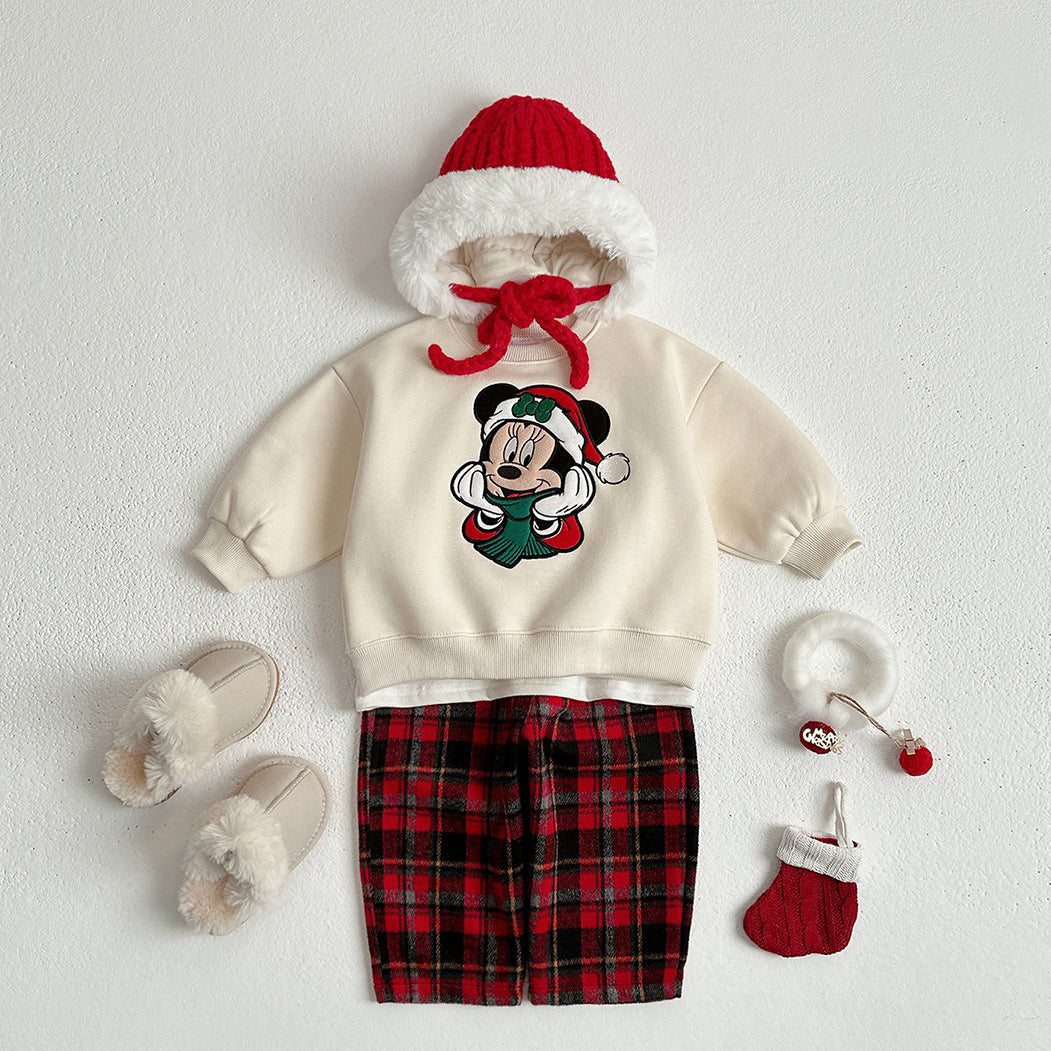 Toddler W24 Teddy Bear Embroidery Tartan Pull On Pants (1-7y) - 2 Colors