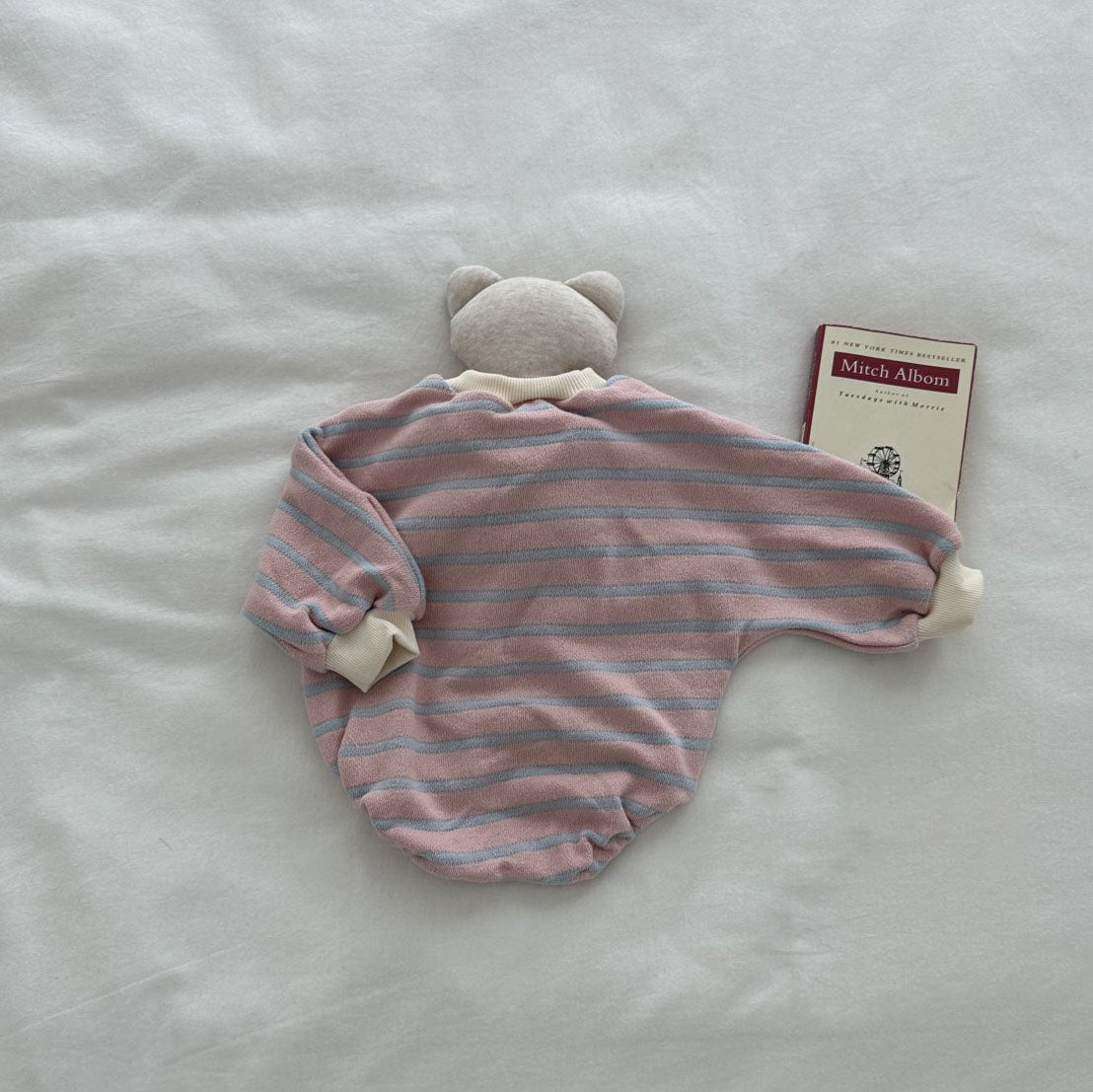 Baby Stripe Bubble Romper (0-24m) - Pink Stripe