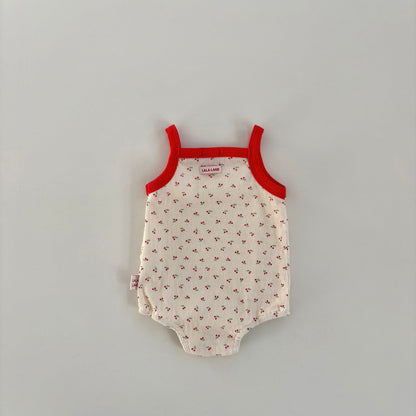 Baby Land SS26 Cherry All-Over Pointelle Sleeveless Bodysuit (4m-18m) - 2 Colors - AT NOON STORE