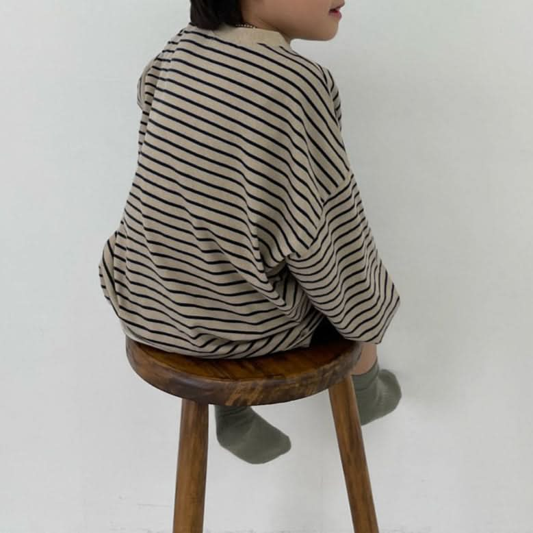 Kids S25 Good Vibes Stripe Long Sleeve Top (2-7y) - Beige - AT NOON STORE