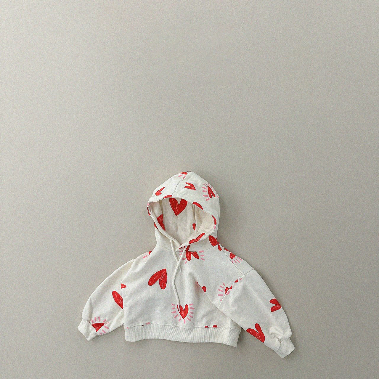 Kids Heart Print Cropped Hoodie  (1-6y) - 2 Colors