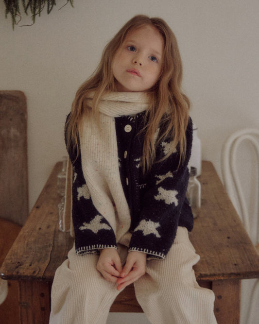 Kids W25 White Star Cadigan(3-8y) - Navy