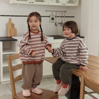 Kids W25 Brushed Cotton Multicolor Stripe Long Sleeve Sweatshirt (1-6y) - 2 Colors