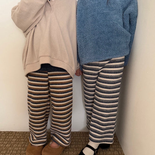Kids W25 Stripe Rib Knit Wide Pants (1-6y) - 2 Colors