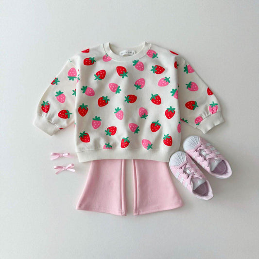 Kids S25 Strawberry/Heart Print Sweatshirt (1-11y) - 2 Colors - AT NOON STORE