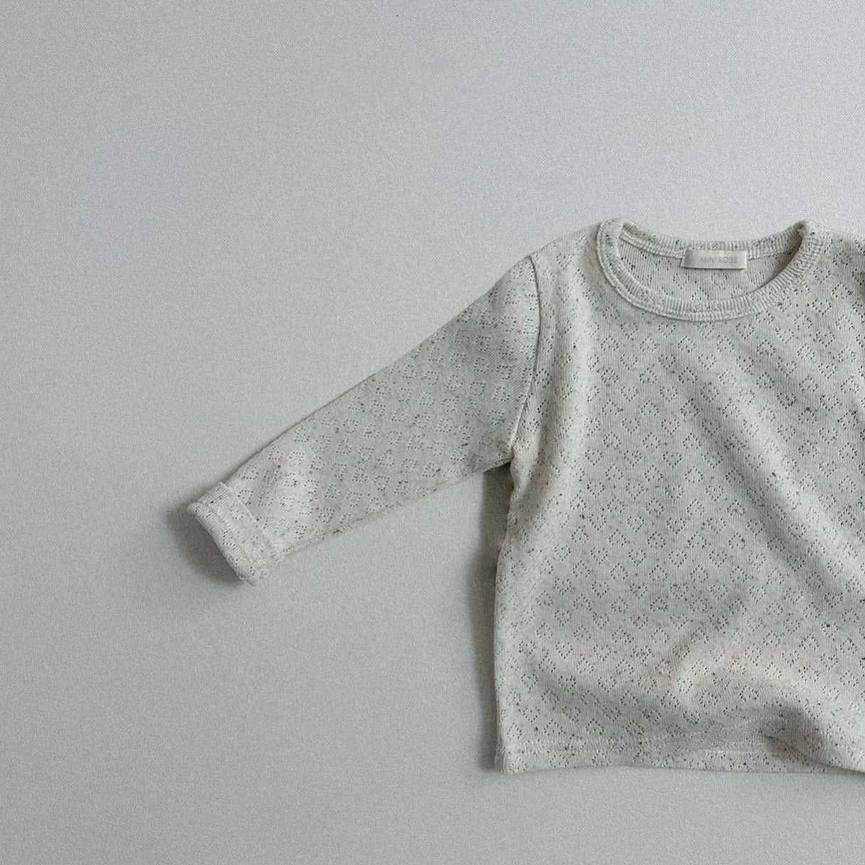 Toddler SP26 Pointelle Confetti Long Sleeve Top (10m-3y) - Ivory - AT NOON STORE