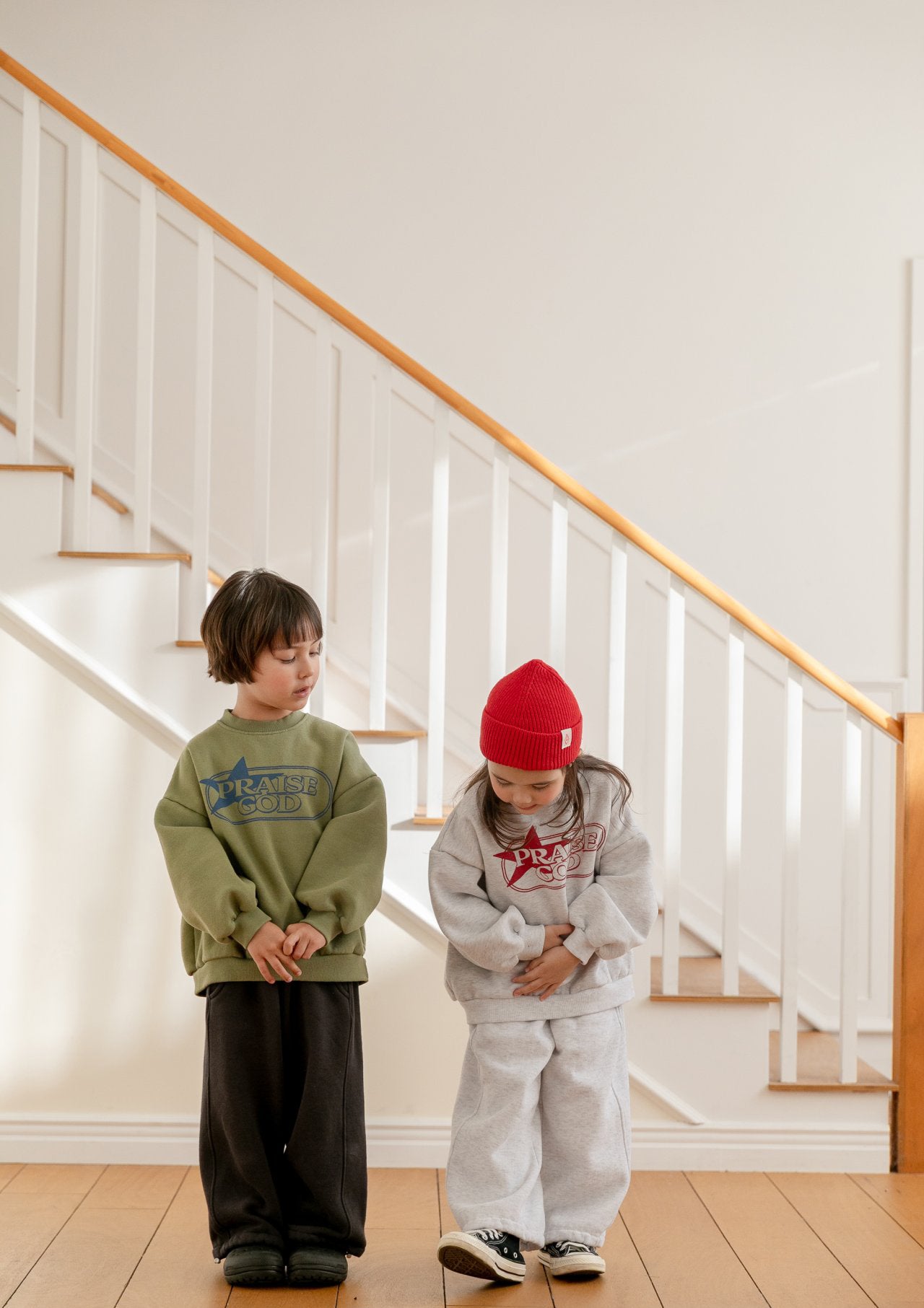 Kids Brushed Cotton Adjustable Hem Loose Fit Jogger Pants (2-8y) - 2 Colors