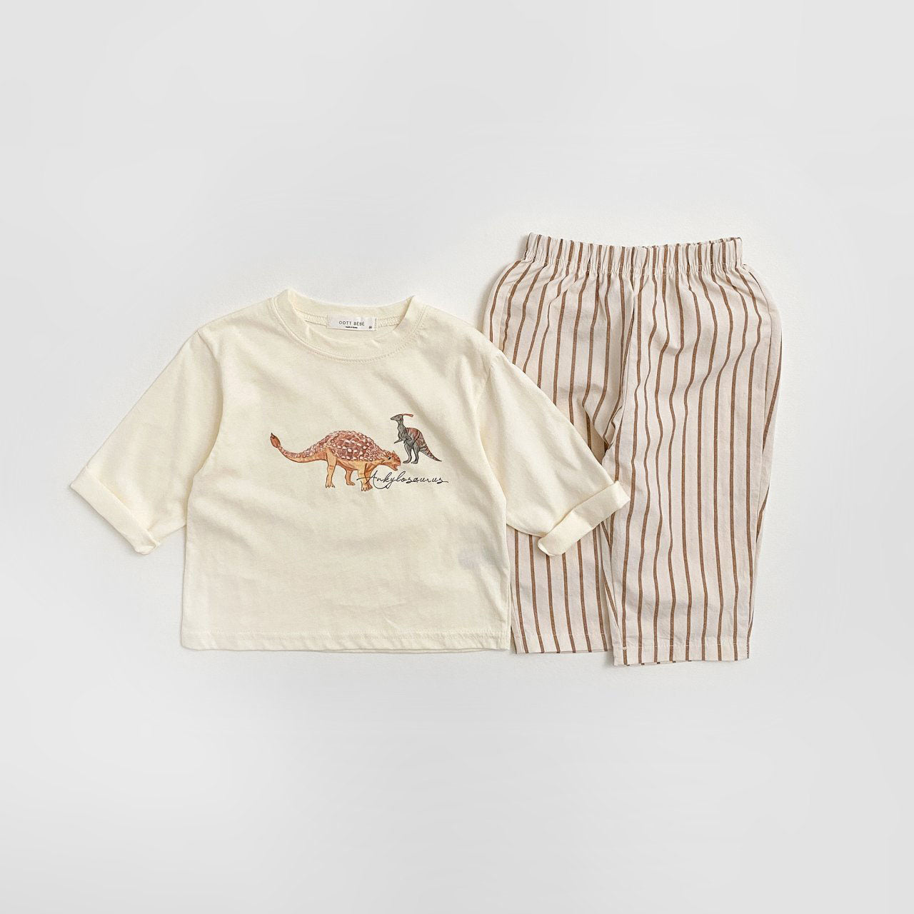 Toddler Dinosaur Sweatshirt and Stripe Pull-on Pants Set (1-7y) - 4 Colors - AT NOON STORE