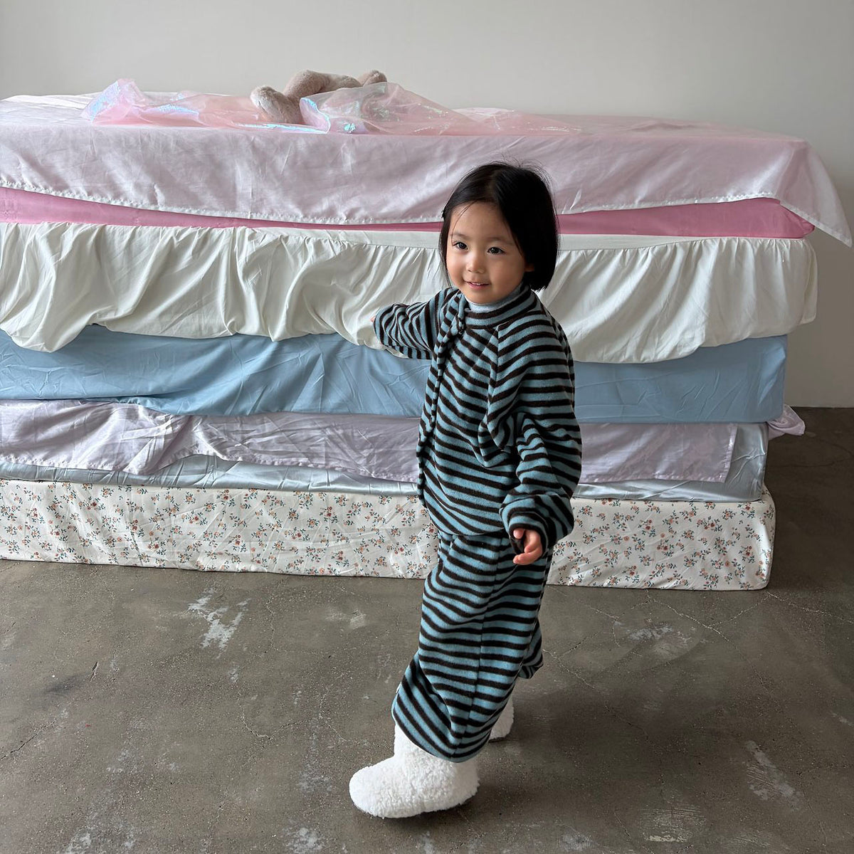 Toddler FW26 Fleece Stripe Long Sleeve Cardigan (1-7y) - Mint