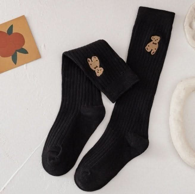 Toddler Bear Embroidery Knee Socks (1-6y) - 4 Colors - AT NOON STORE