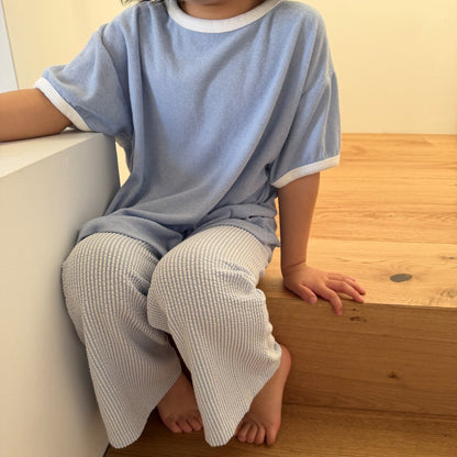 Kids SS26 Stripe Seersucker Semi Flare Pants (2-10y) - 2 Colors - AT NOON STORE