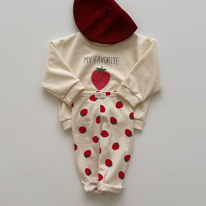 Baby/Toddler Aosta F25 Strawberry Long Sleeve Sweatshirt (3m-5y) - Ivory - AT NOON STORE