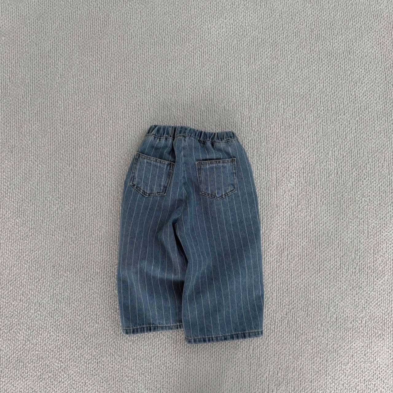 Baby Bella S25 Stripe Pull On Denim Pants (6m-3y) - Denim - AT NOON STORE