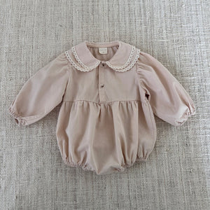 Baby Lace Collar Long Sleeve Romper (3-18m) - Pink