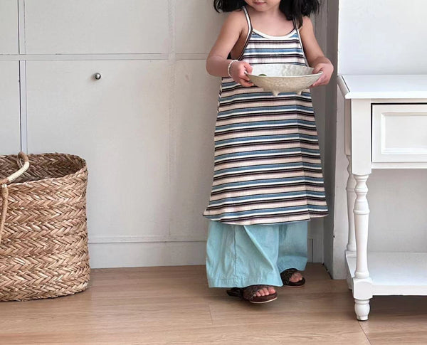 Kids Multi Color Stripe Ribbed Cami Dress (2-6y)