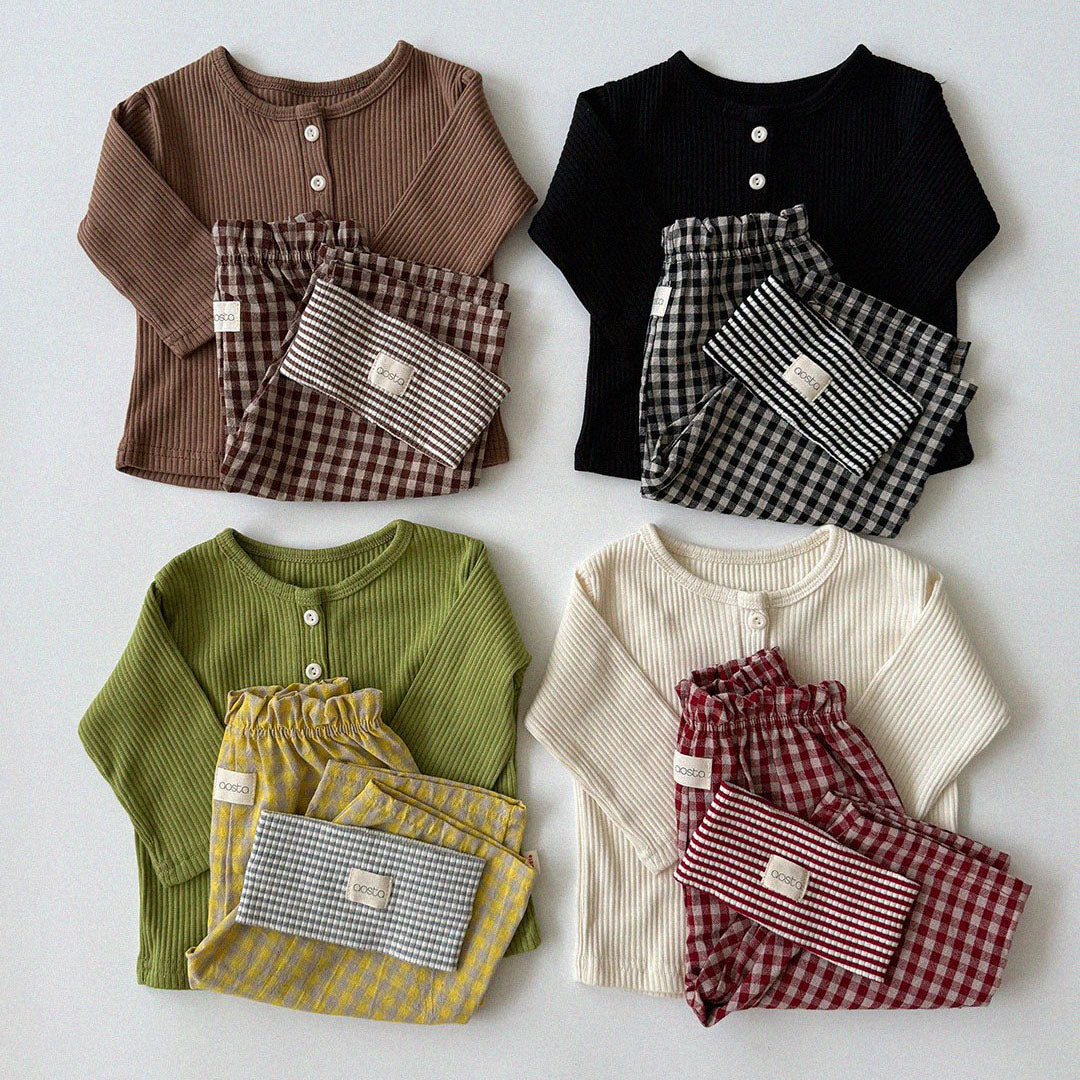 Baby/Toddler Aosta F26 RIbbed Henry Neck Long Sleeve Top (3m-5y) - 4 Colors