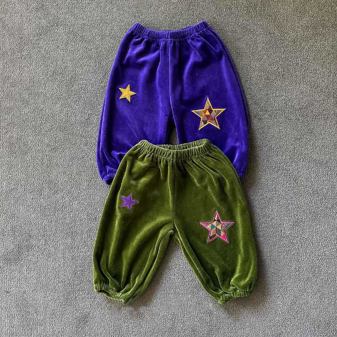 Toddler W26 Star Embroidery Velour Jogger Pants  (2-6y) - 2 Colors