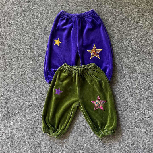 Toddler W26 Star Embroidery Velour Jogger Pants  (2-6y) - 2 Colors