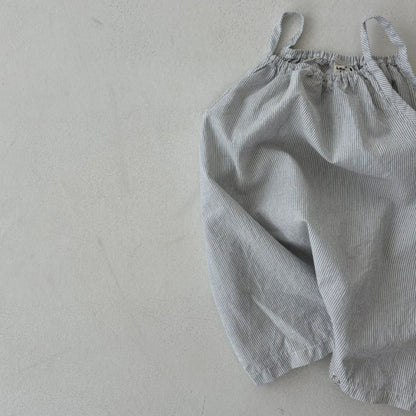 Baby Land SS25 Stripe Overalls (4-15m) - Sky Blue
