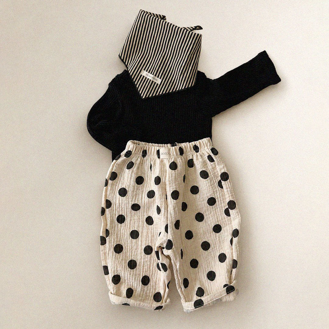 Baby/Toddler Aosta F26 Cotton Pull-on Pants (3m-5y) - Black Polka Dot