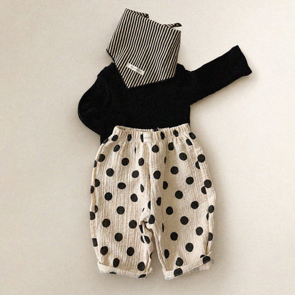 Baby/Toddler Aosta F26 Cotton Pull-on Pants (3m-5y) - Black Polka Dot