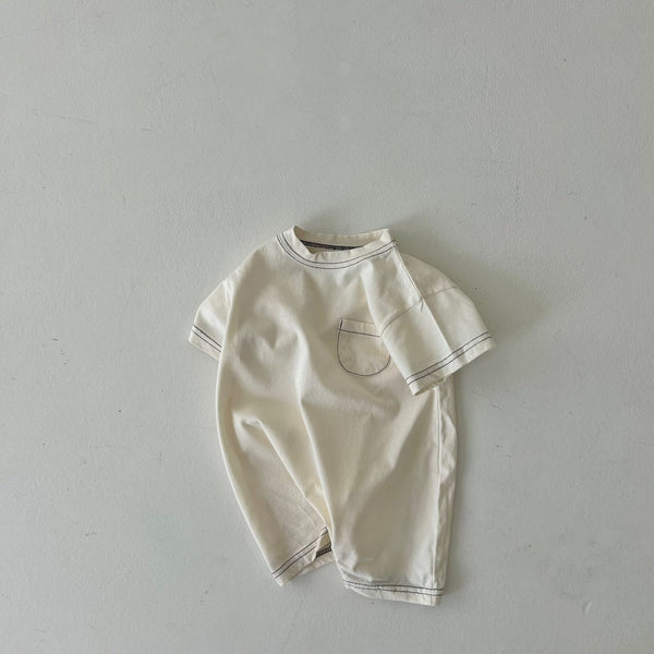 Baby Land Contrast Stitch Short Sleeve Jumpsuit (4-15m) - 2 Colors