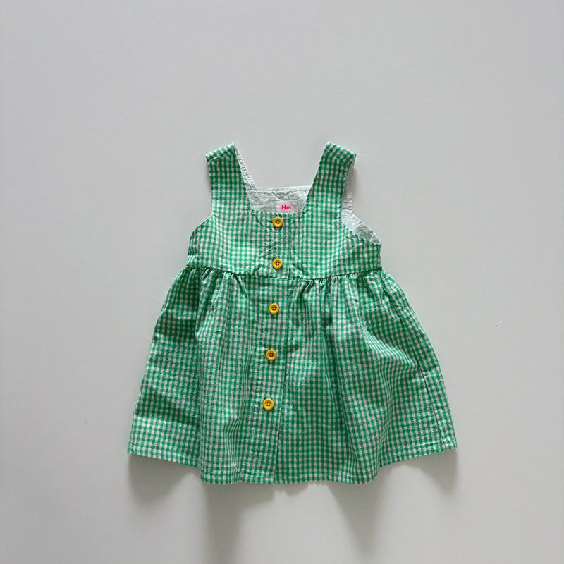 Toddler SP26 Gingham Front Button Sleeveless Dress (1-6y) - 2 Colors - AT NOON STORE